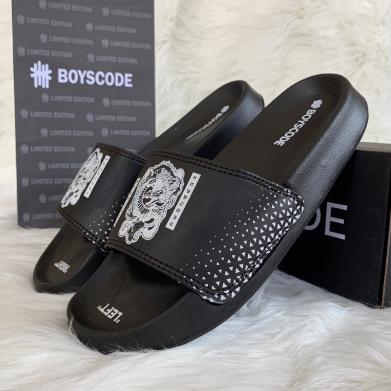 Sendal Slop PRIA Wanita TYPE 22 BOYSCODE DRAGON BLACK SERIES FREE PAPERBAG / SANDAL FLIP FLOP PRIA BERKUALITAS