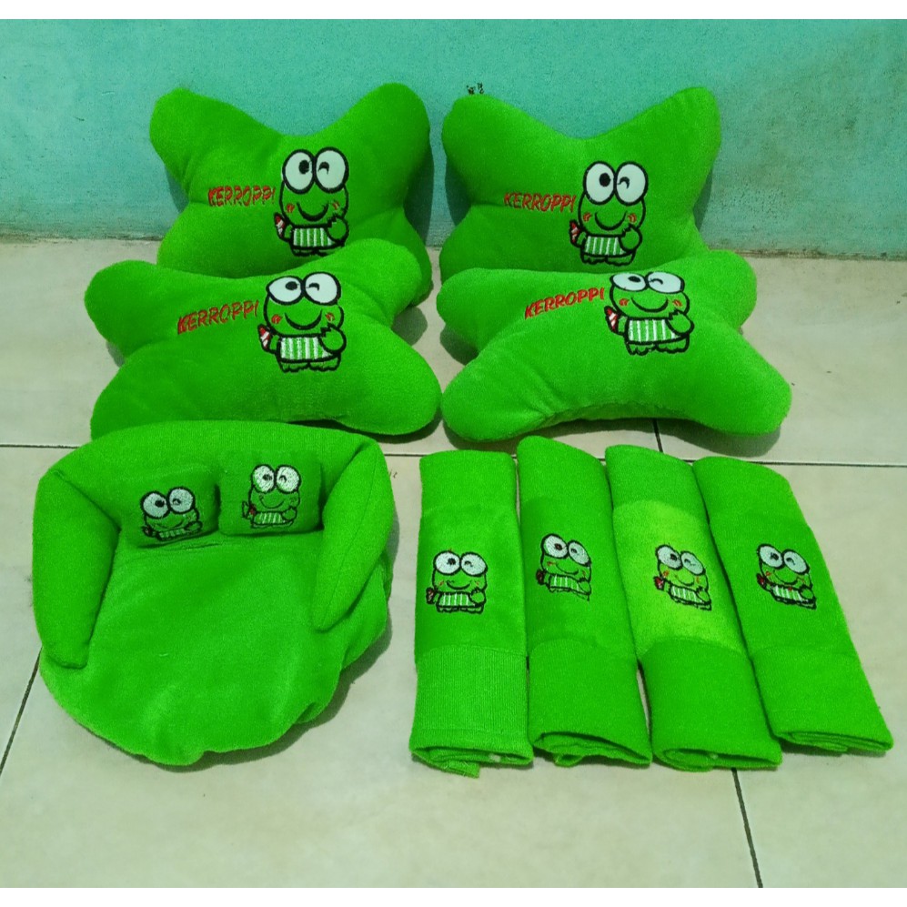 Bantal Mobil KERROPI Hijau Bantal Isi 4 Sandaran Leher Kepala Kerropi Green