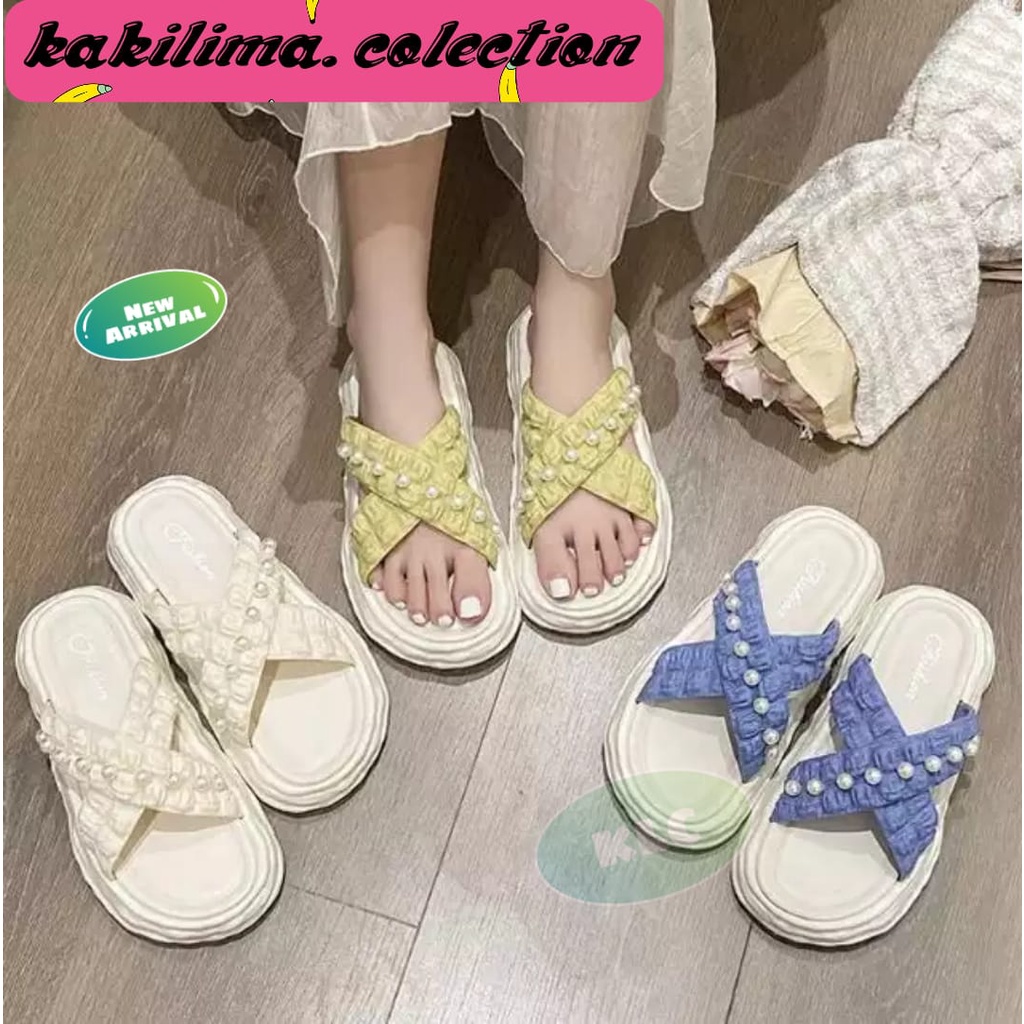 HYS 188 sandal karet jelly silang perempuan sandal korea kekinian