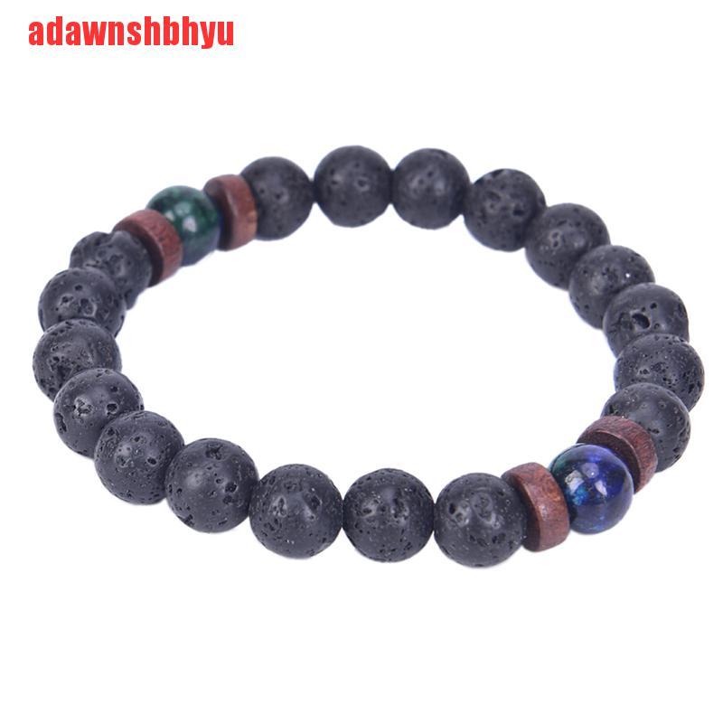 (Adawnshbhyu) Gelang Manik-Manik Batu Lava Mala Chryocolla Untuk Pria/Yoga