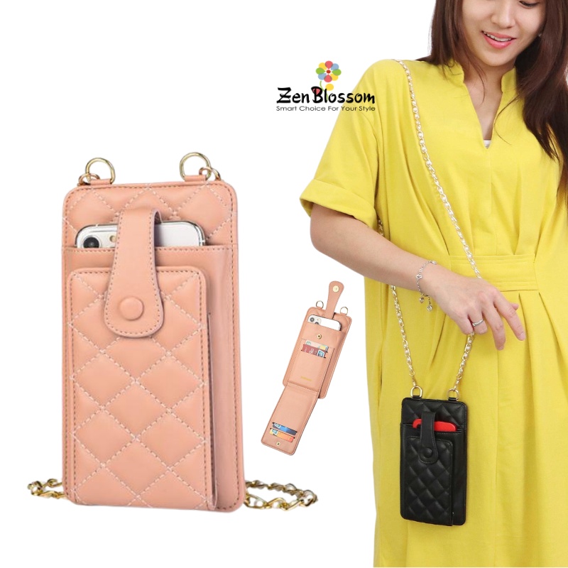 ZenBlossom Tas HP Selempang Wanita Kulit Tali Mutiara - Gigi