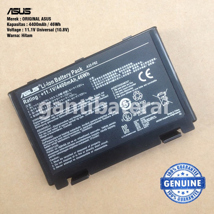 Original Baterai Asus F52 F82 F83S K40 K40E K40IJ A32-F52 A32-F82