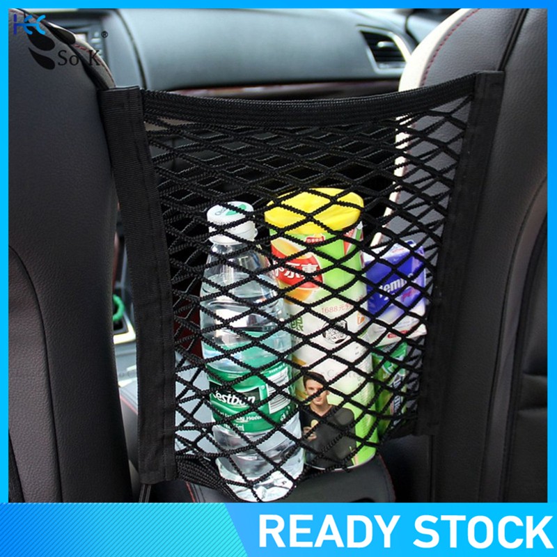 (Ready Stock) Kantong Jaring Mesh Elastis Dengan Velcro Untuk Bagasi Belakang Mobil