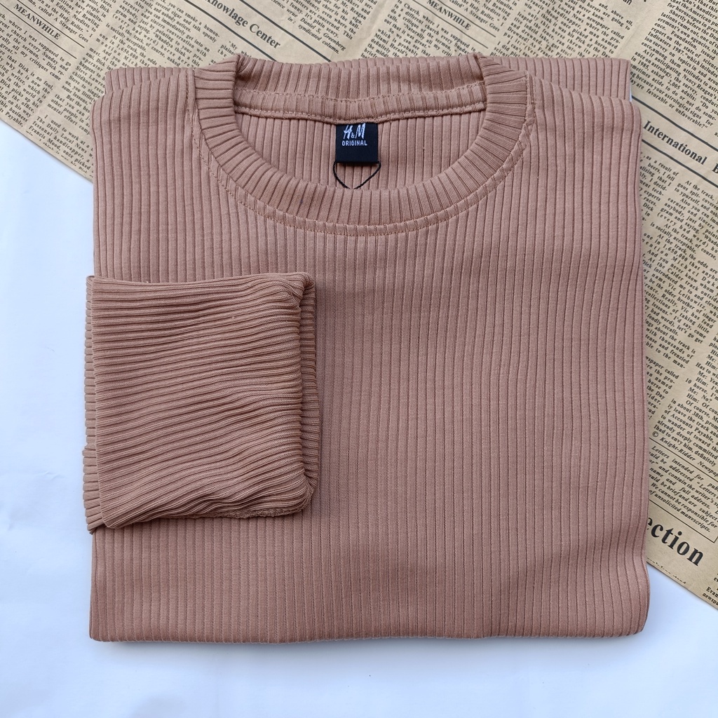 PART II Kaos Rib Premium / Kaos Grosir / Kaos Rib Premium Tebal / Kaos Lengan Panjang Termurah-Coklat Susu Cj