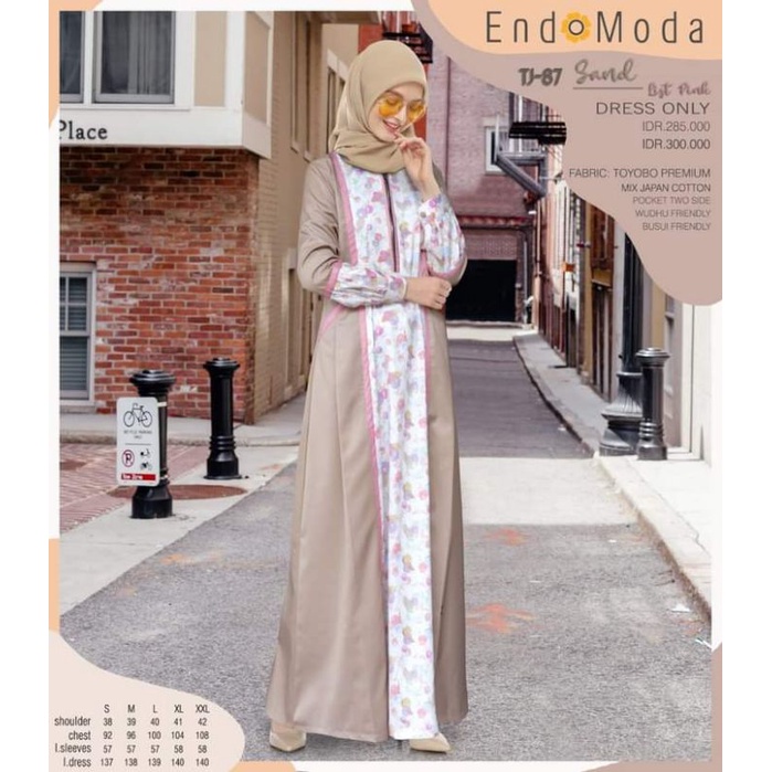 gamis endomoda TJ-87 sand frost peach