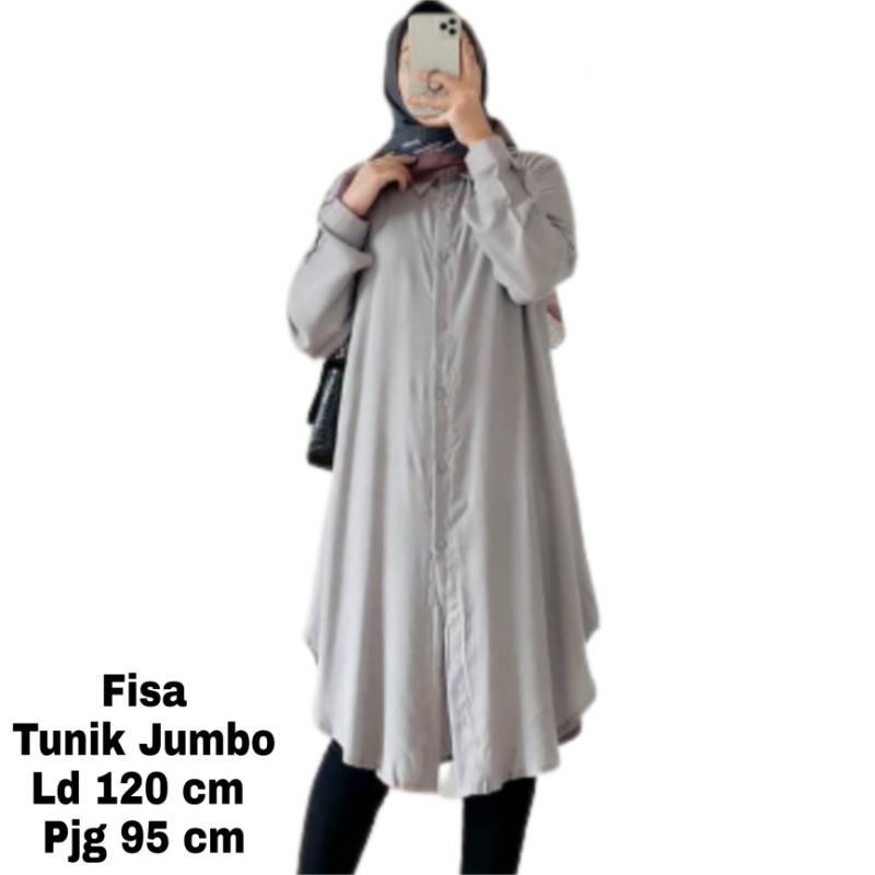 Tunik wanita Jumbo Polos XXL LD 120 Cm Terbaru 2023 Busui Bahan Moscrepe . Atasan Wanita Oversize Viral Baju Kemeja Tunik Cewek Dewasa Big Size Kekinian Murah Fisa