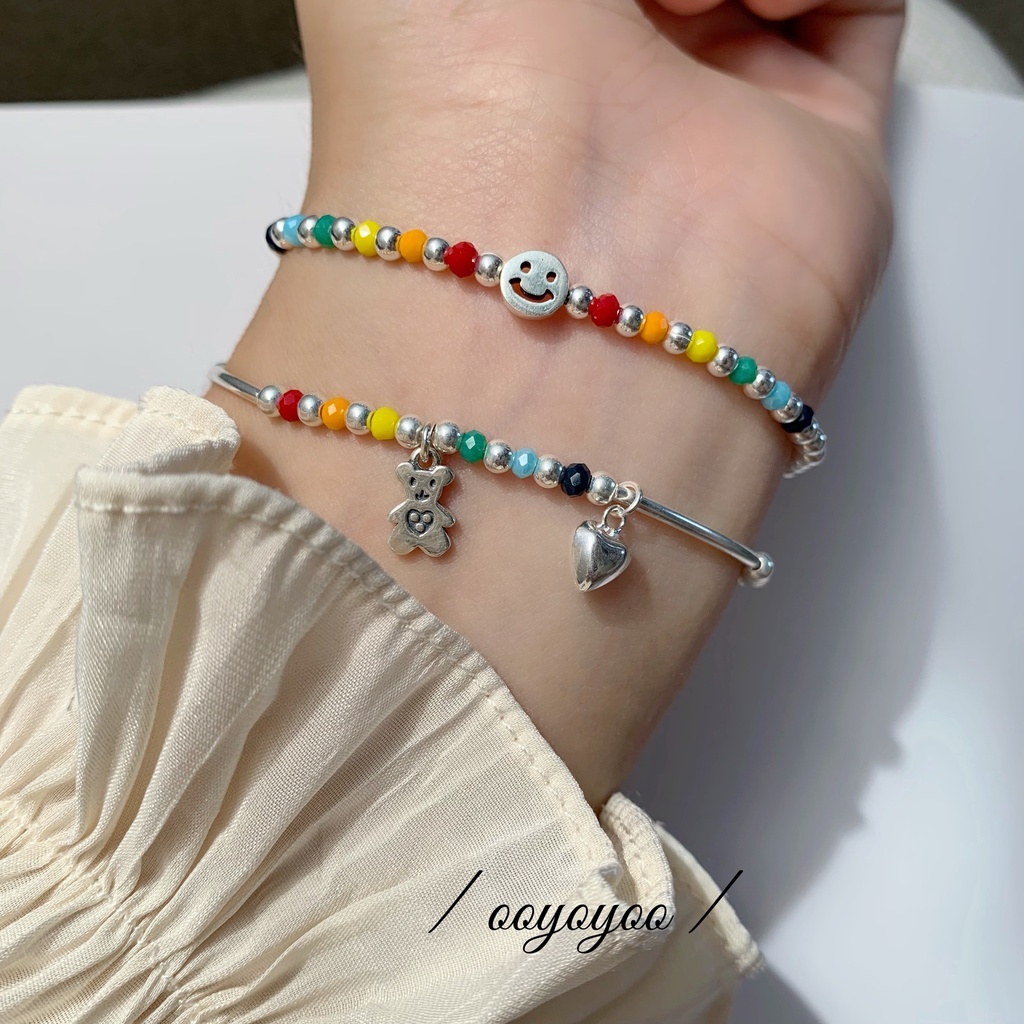 Gelang S925 Silver Aksen Manik-Manik Warna Awan Gaya Korea Untuk Wanita