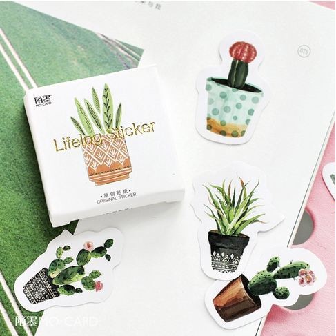 Lifelog Label Stickers - Succulent Dish (45pcs)