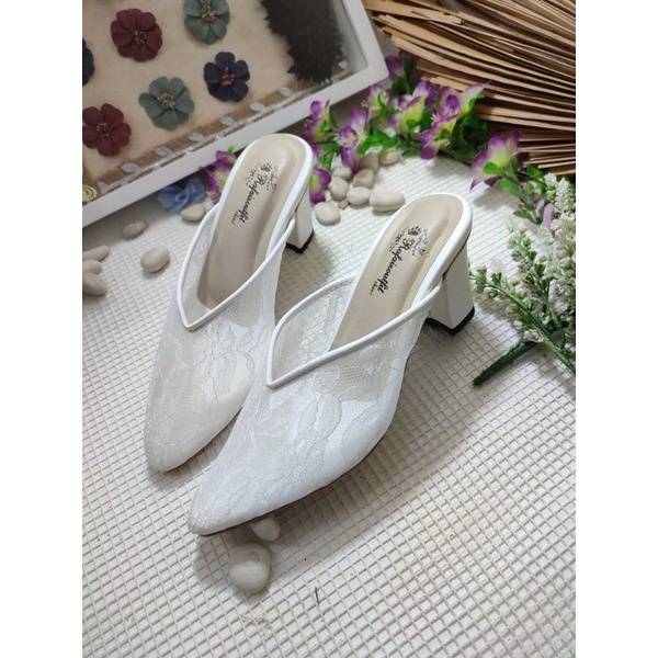 sepatu wedding Johana putih tinggi 7cm tahu