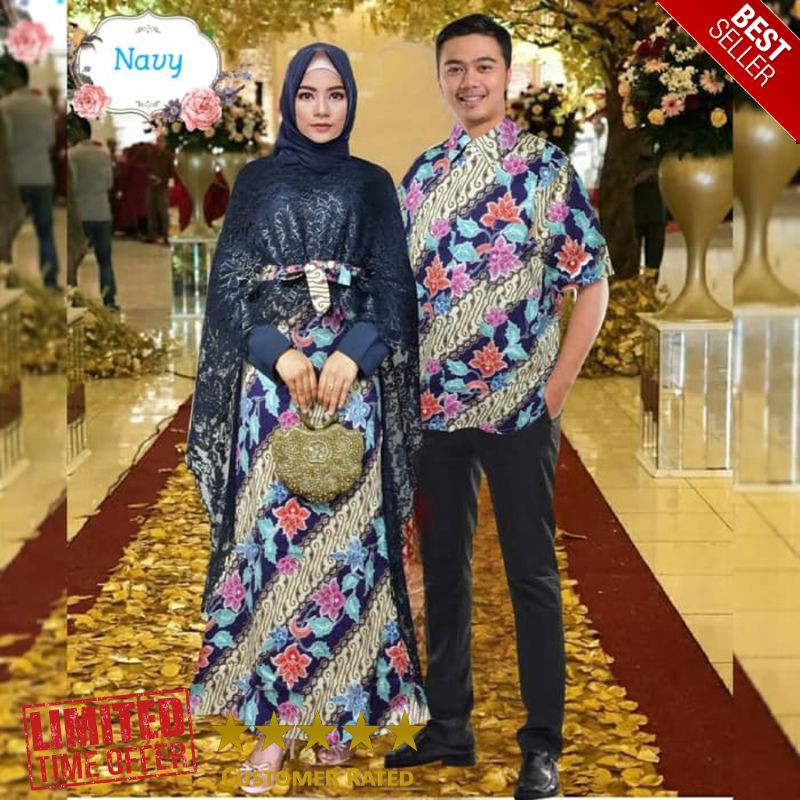 NEW couple hadijah navy xL baju kebaya pesta modern sarimbit pasangan TM