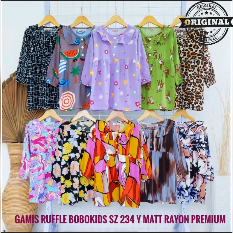 Baju Dress Rayon Anak Perempuan Cewek Lengan Panjang Ruffle Bobokids 234 Usia 1 - 4Tahun