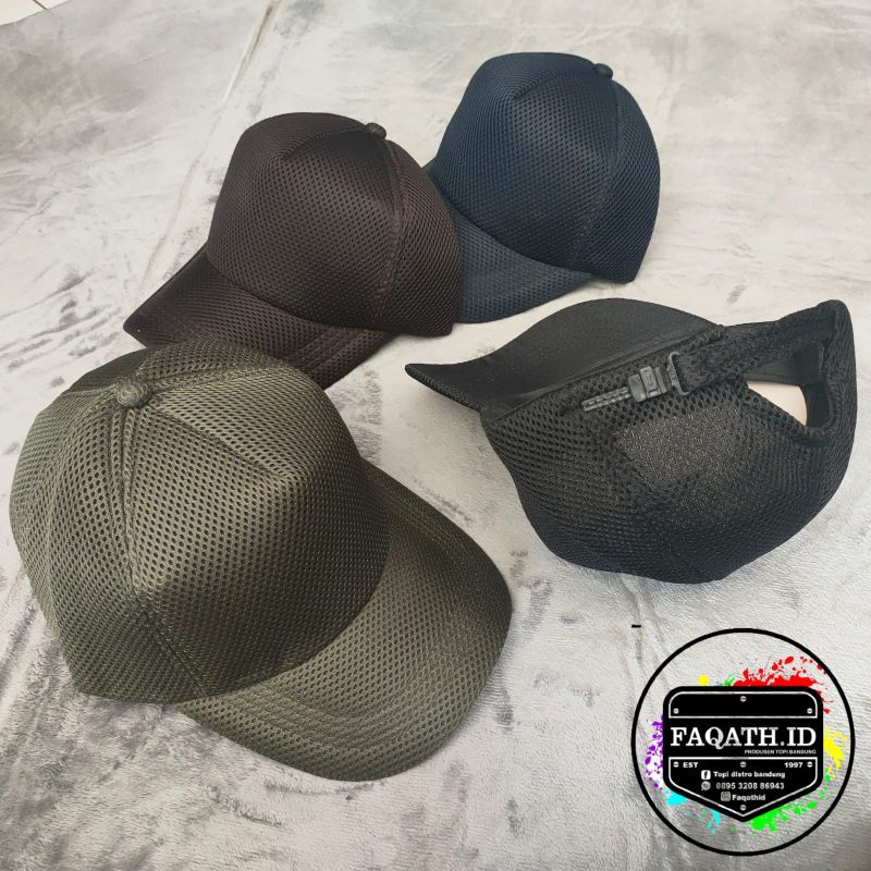 topi jaring full double mess polos terlaris / topi polos pria double mess ijo army / topi double mes