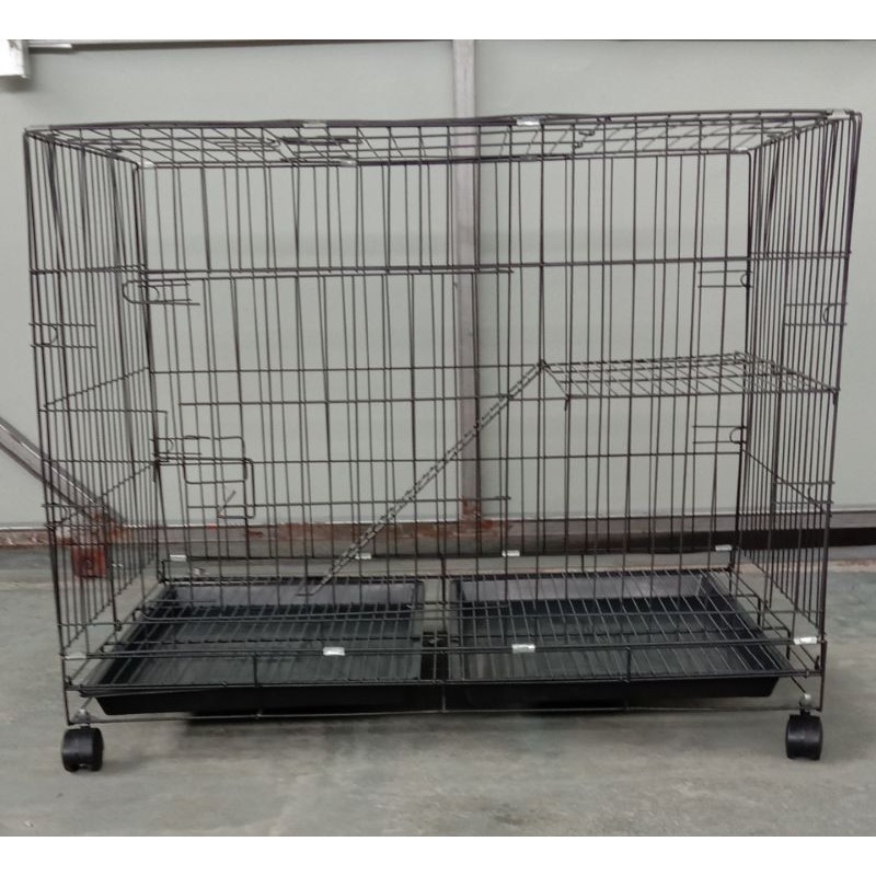kandang kucing jumbo XXL tingkat 1 roda uk 90x60-3