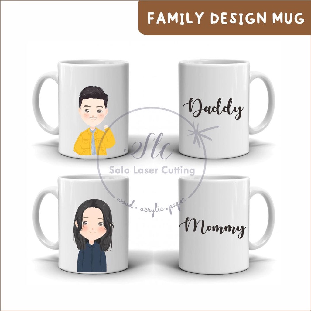 PALING MURAH !!! MUG COSTUM UNIK LUCU FAMILY SERIES 2 COSTUM MUG PRINT MUG GIFT KADO MUG