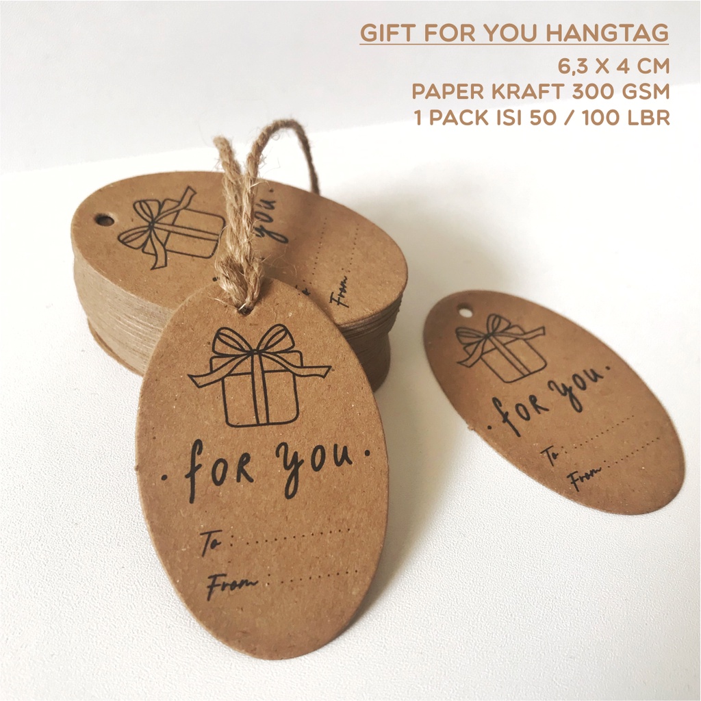 

Gift For You Hangtag / Gift For You Card Paper Kraft [1 pack isi 50/100pcs]