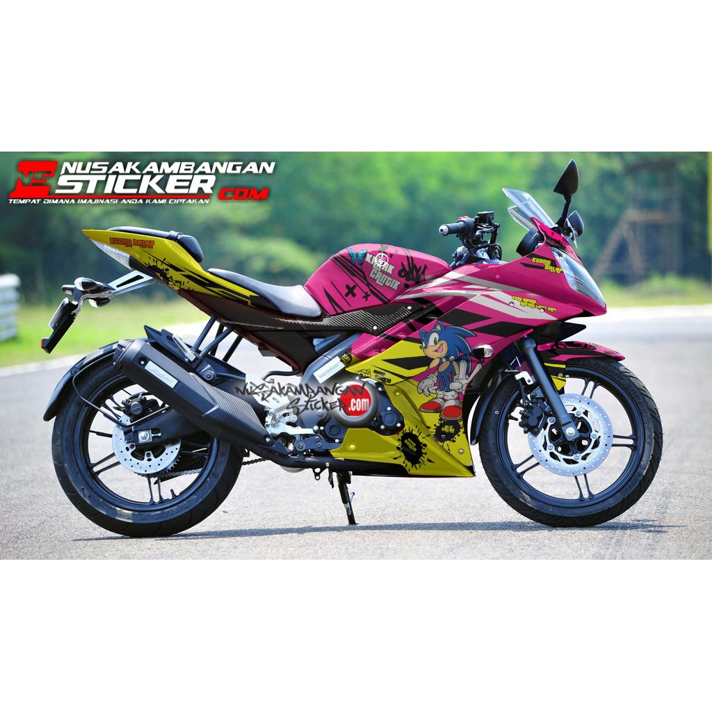 Decal Stiker Motor Yamaha R15 V2 Full Body Kuning Pink Racing Team Sticker Custom Variasi Motif Kara