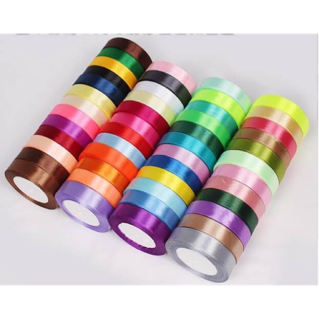 

Pita Satin lebar 2 cm ( Per Meter ) 3/4 ( 23 warna ) Glitter Grosgrain