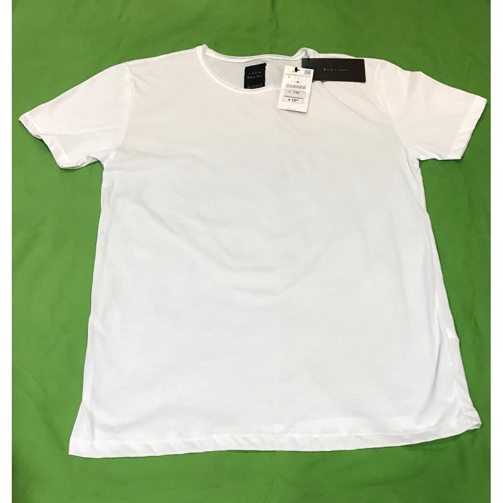 KAOS LAKI ZARA ORIGINAL NEW BAHAN COTTON WARNA PUTIH POLOS