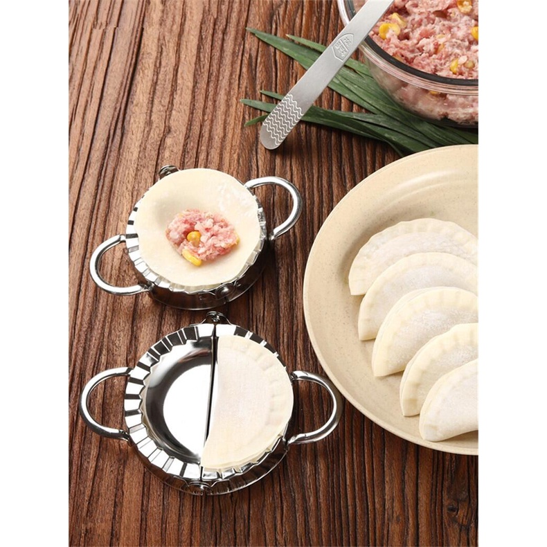 Cetakan Pastel Pangsit Dumpling Alat 7.5cm/8.5cm/9.5cm Bulat Silver Dimsum Dumpling Mold Stainless