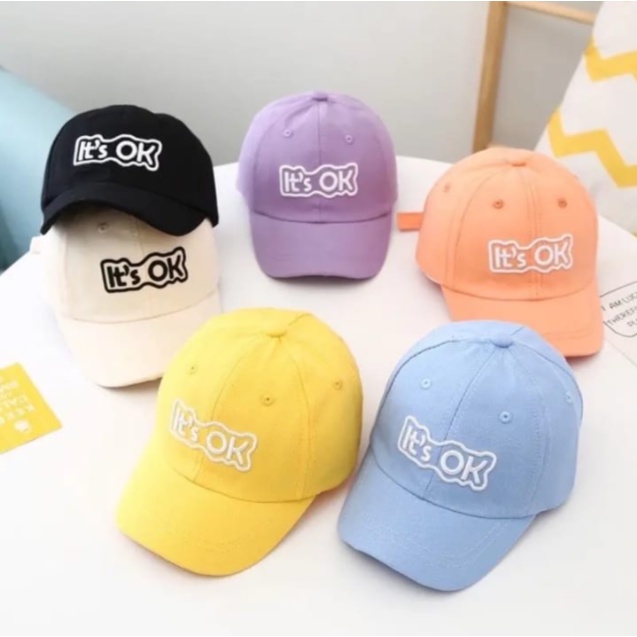 Topi anak It's OK / Topi Ped anak laki laki Perempuan / Topi baseball anak Motif ITS OK