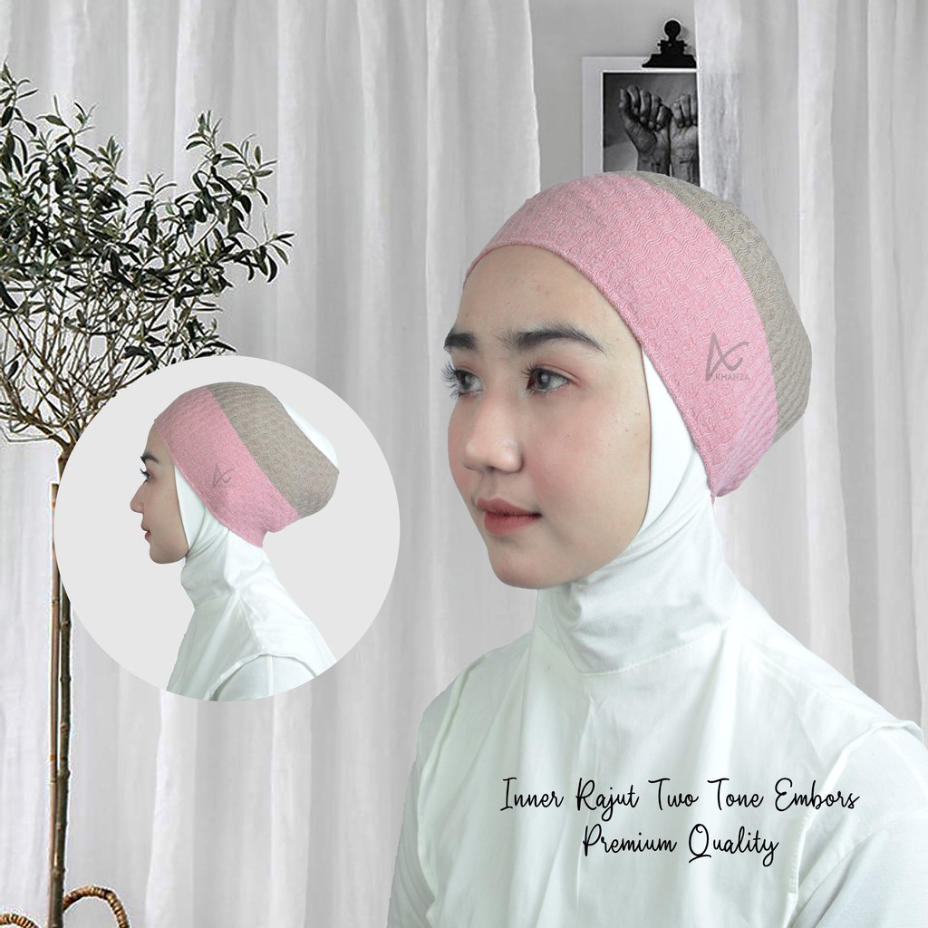 INNER RAJUT Two Tone Premium Ciput Rajut Dua Warna Bandana Hijab