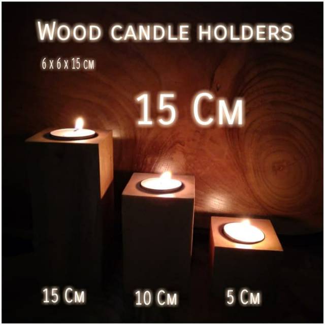 Tea lights candle holder 15 Cm Tempat lilin kayu aroma terapi