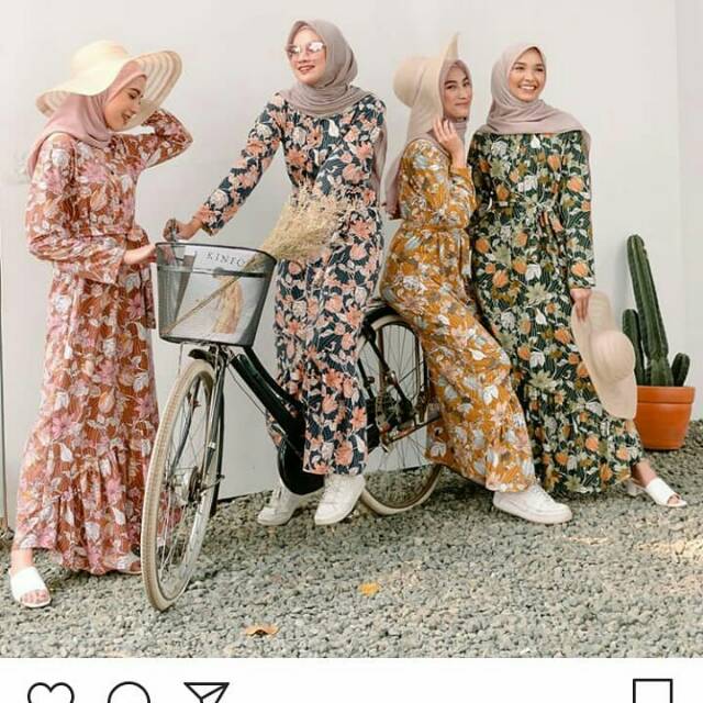 Preloved vanilla hijab tropical dress SOLD OUT