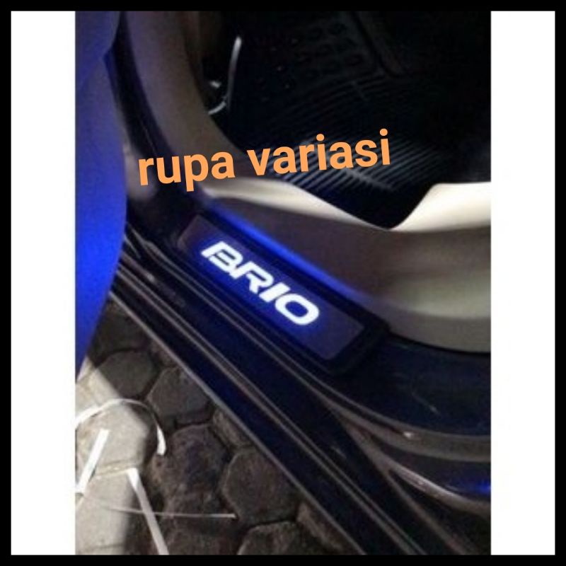 sillplate sealplate sill plate injakan samping pintu mobil honda brio lampu led kristal blue