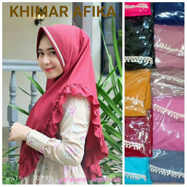 SHANUM HIJAB KHIMAR AFIKA / JILBAB RENDA PINGUIN / KHIMAR REMPEL REMDA PINGUIN TERLARIS TERMURAH