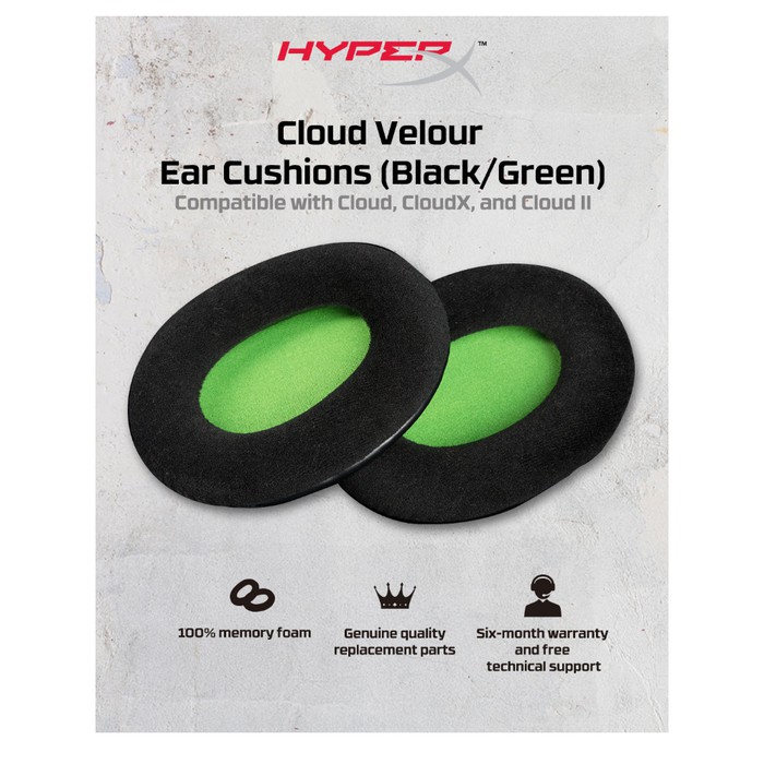 HyperX Velour Ear Cups (Black/Green)