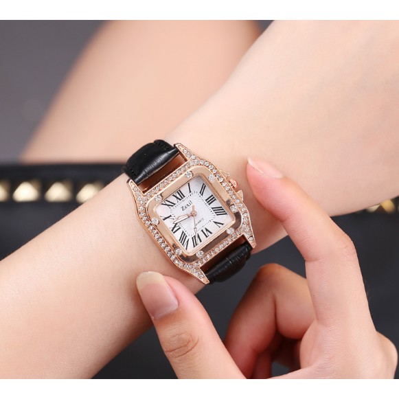 [ZEXIL] COD Jam Tangan Quartz Wanita Tail PU Murah Fashion Diamonds