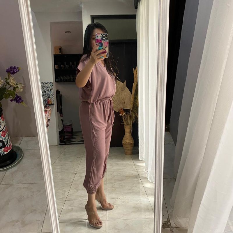 Setelan One set Alicia jogger polos Wanita-Lavender