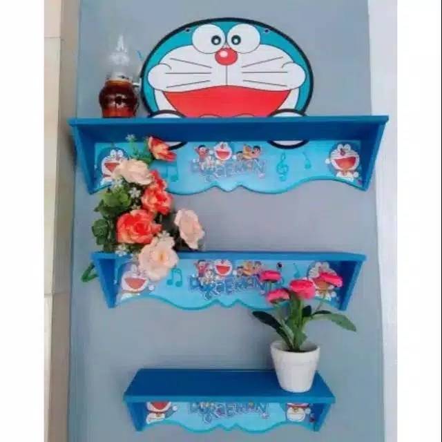 Rak dinding susun doraemon , rak hiasan dinding doraemon , rak dinding vintage doremon
