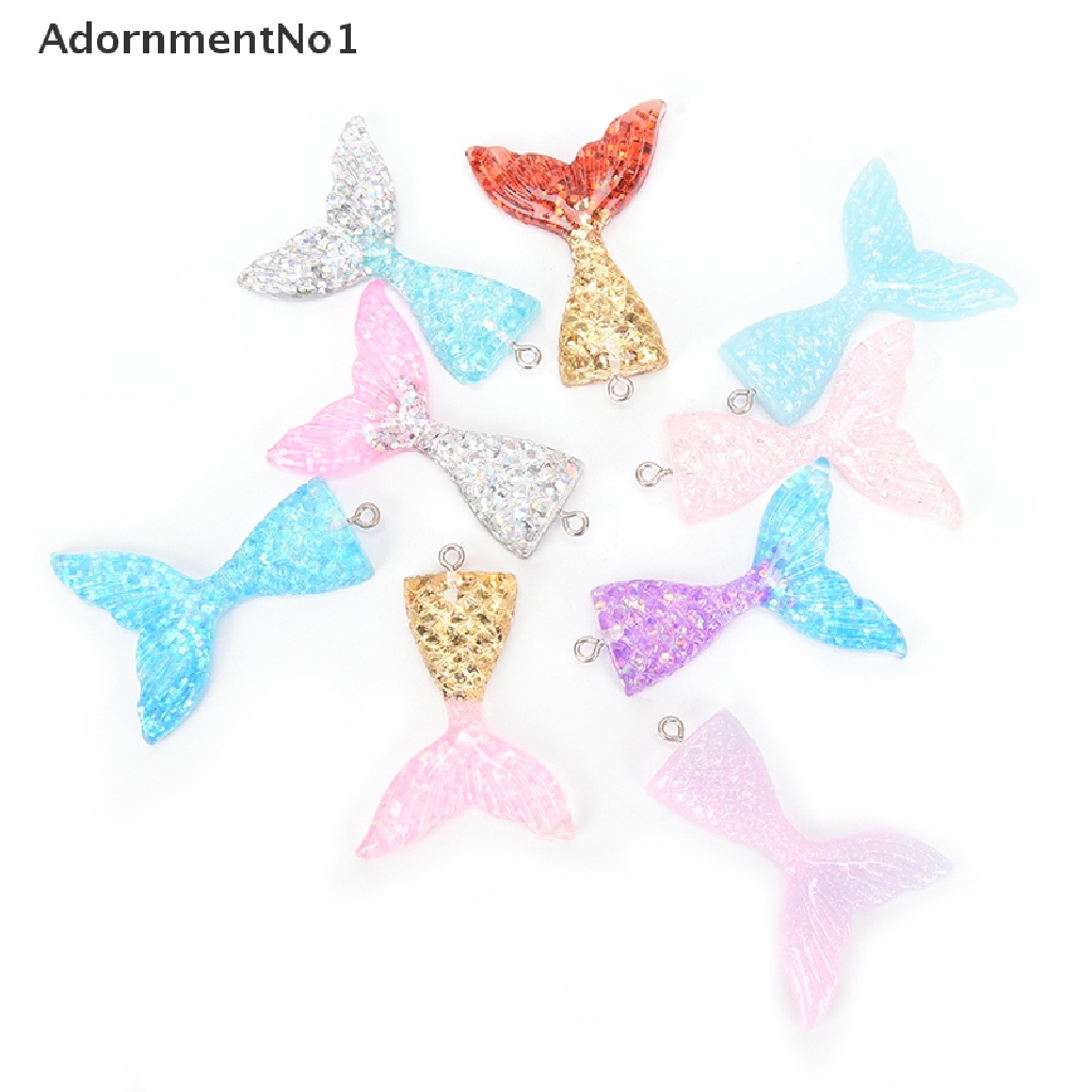 (AdornmentNo1) Liontin Bentuk Ekor Mermaid Aksen Glitter Bahan Resin Untuk Aksesoris Gelang / Kalung