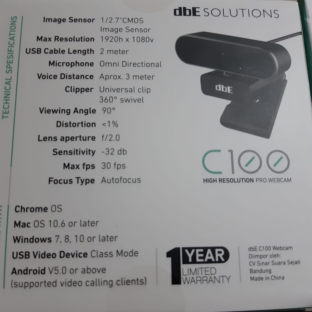 Dbe C100 Full Hd 1080p Webcam 30 Fps Glass Lens 2mp Autofocus Shopee Indonesia