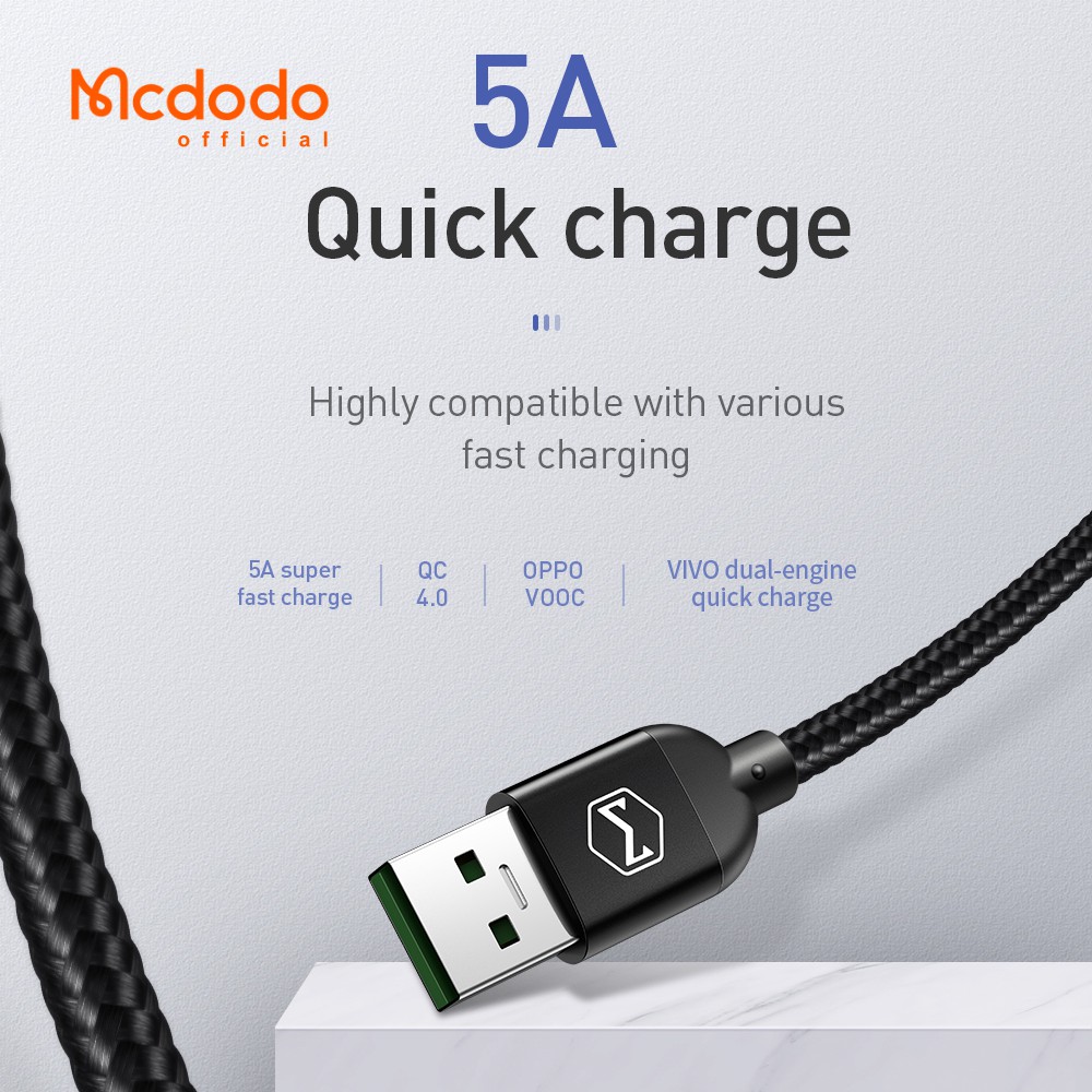 Mcdodo Kabel Data Type C QC4.0 5A Super Charge / Kabel Data Pendek Powerbank USB C CA-6992