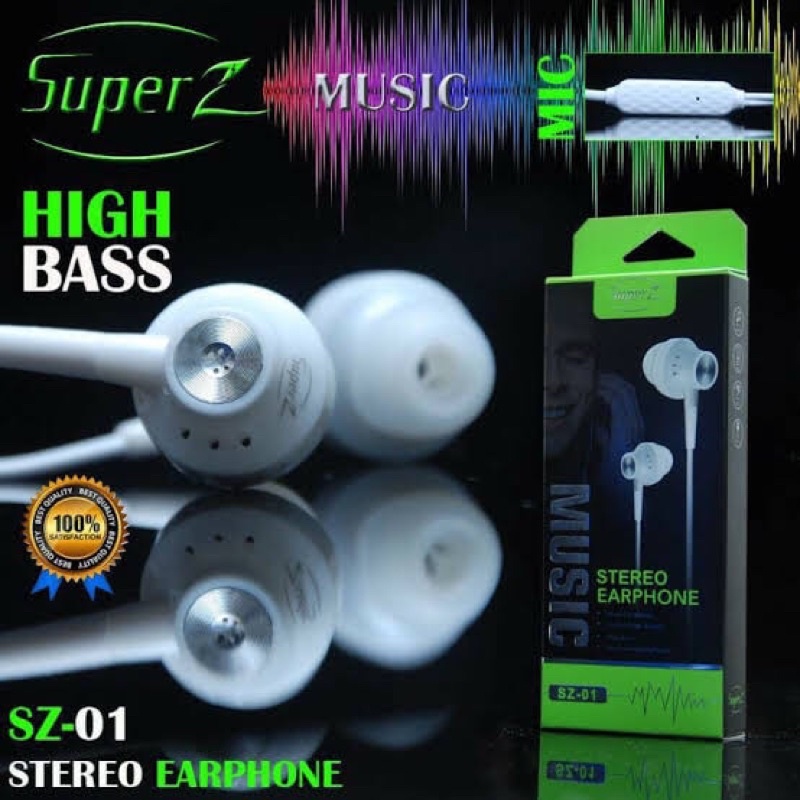 HEADSET SUPER Z SZ01 POWER BASS STEREO EARPHONE MUSIC SUPER BASS