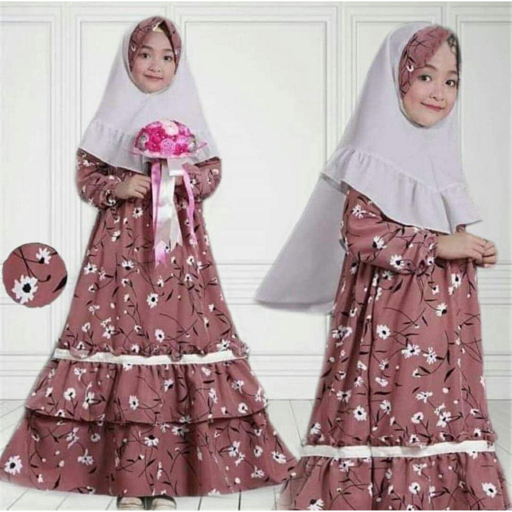 Gamis Anak Tiffani Bunga Kids Mocca