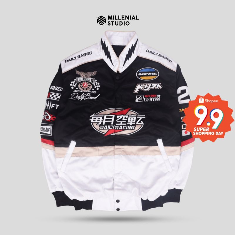Nascar Jacket Racing Underrated Black White Dailybased | Millenial Studio
