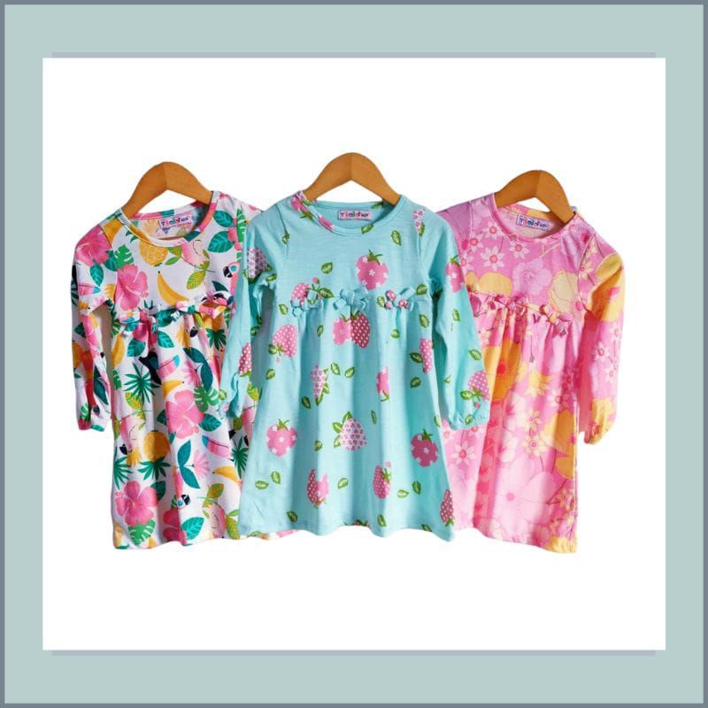 [Bobo kids] BAJU ANAK PEREMPUAN [SHANIA] [2-5 THN] [DRESS ANAK KATUN KAOS MIX MOTIF] [MBK]