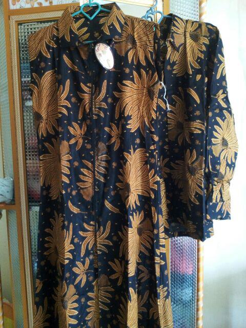 Couple Outer Padi Hitam Batik Klasik Sarimbit Kardigan Panjang Modern Casual Seragam Kerja Kantor