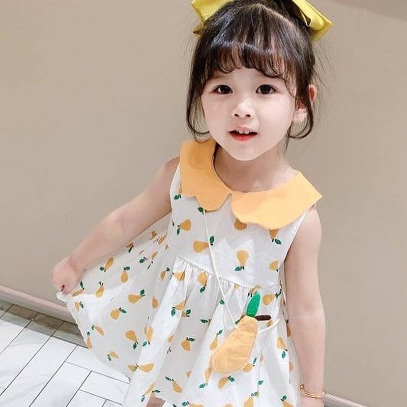 Promo !! Dress anak LS dress pear so nice import uk 1-4th (putih) (inclued tas selama persediaan masih ada)