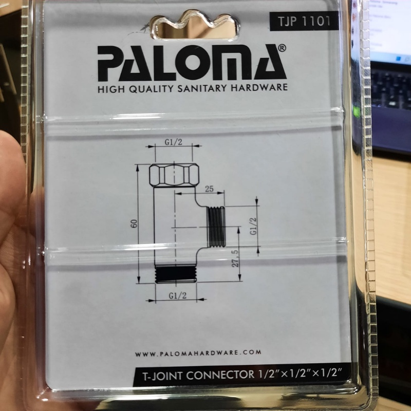 PALOMA TJP 1101 SAMBUNGAN NEPEL T CLOSET TOILET WC CONECTOR 1/2 INCH CHROME