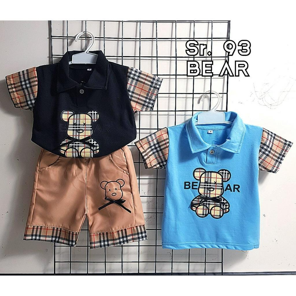 SETELAN WANGKY ANAK LAKI LAKI _GENJIRO_STORE ID_SETELAN BORDIR BONEKA BAHAN BURBERRY/TANAGAN PENDEK CELANA PENDEK/COD/6BLN SAMPAI 4THN_ COD