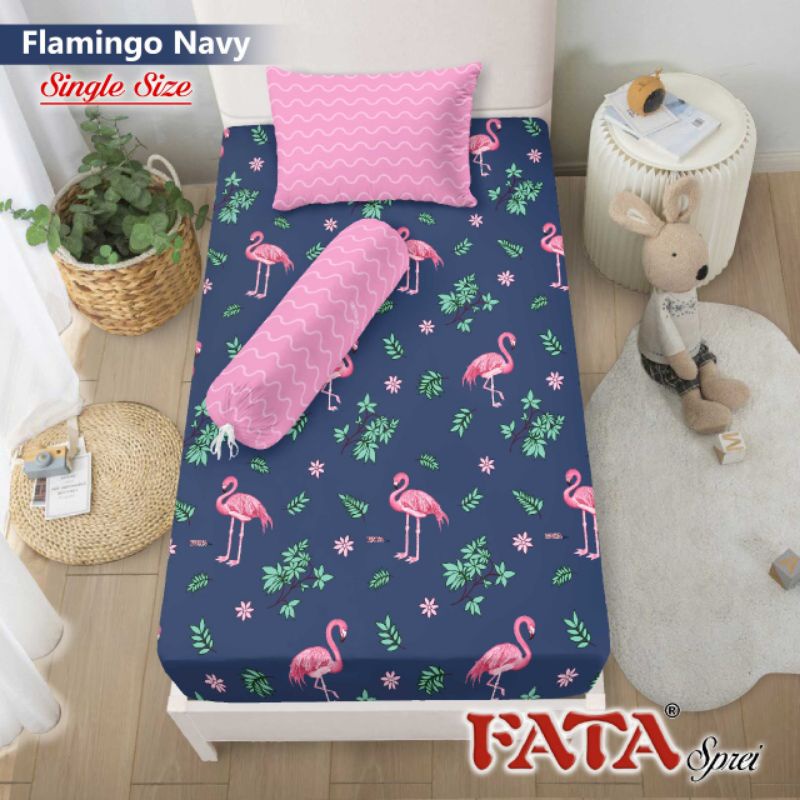 Fata - Sprei Motif Flamingo Navy Ukuran 100x200 / 90x200