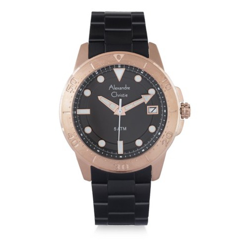JAM TANGAN PRIA ALEXANDRE CHRISTIE AC6517 AC 6517 MDBBRBA CLASSIC ANALOG BLACK ROSEGOLD STAINLESS ST