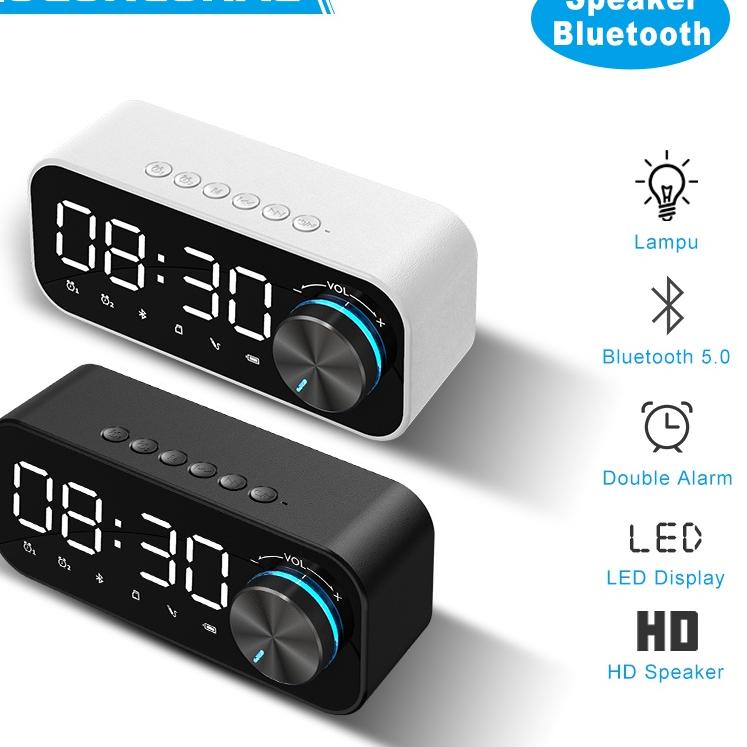 LANGSUNG KIRIM.. ColorCoral Lampu Speaker Bluetooth Portable Bass Jam Alarm Clock LED Display Spiker