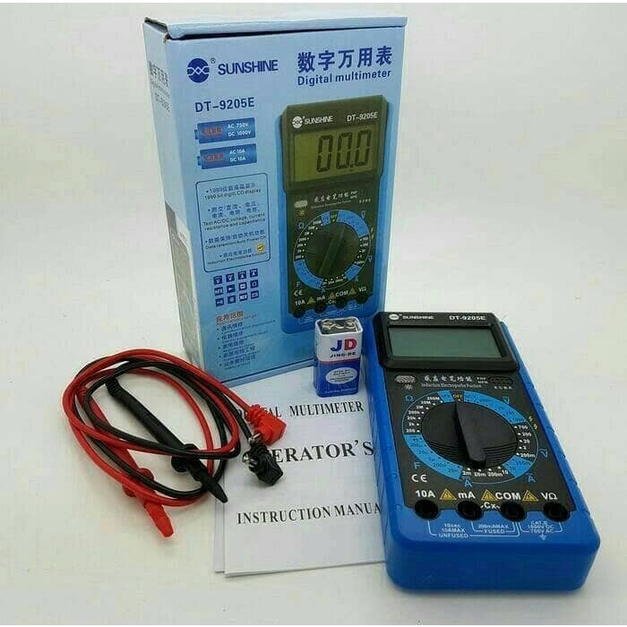 Multimeter/MultiTester Digital Bagus SUNSHINE DT9205E