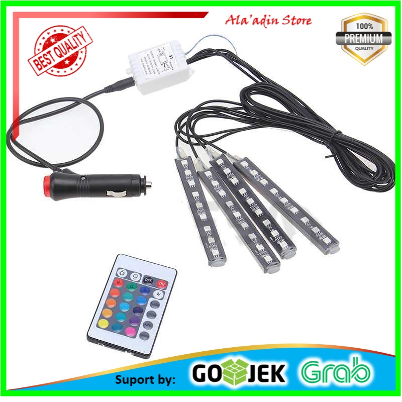 Lampu Kolong Mobil LED Car Interior Kolong Dasboard Mobil Light 5050 RGB 4 PCS + Remote lampu interior Kolong Mobil  - APPFWD1