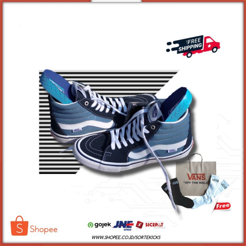 VANS SK8 HI PRO NAVY WHITE ORIGINAL BNIB